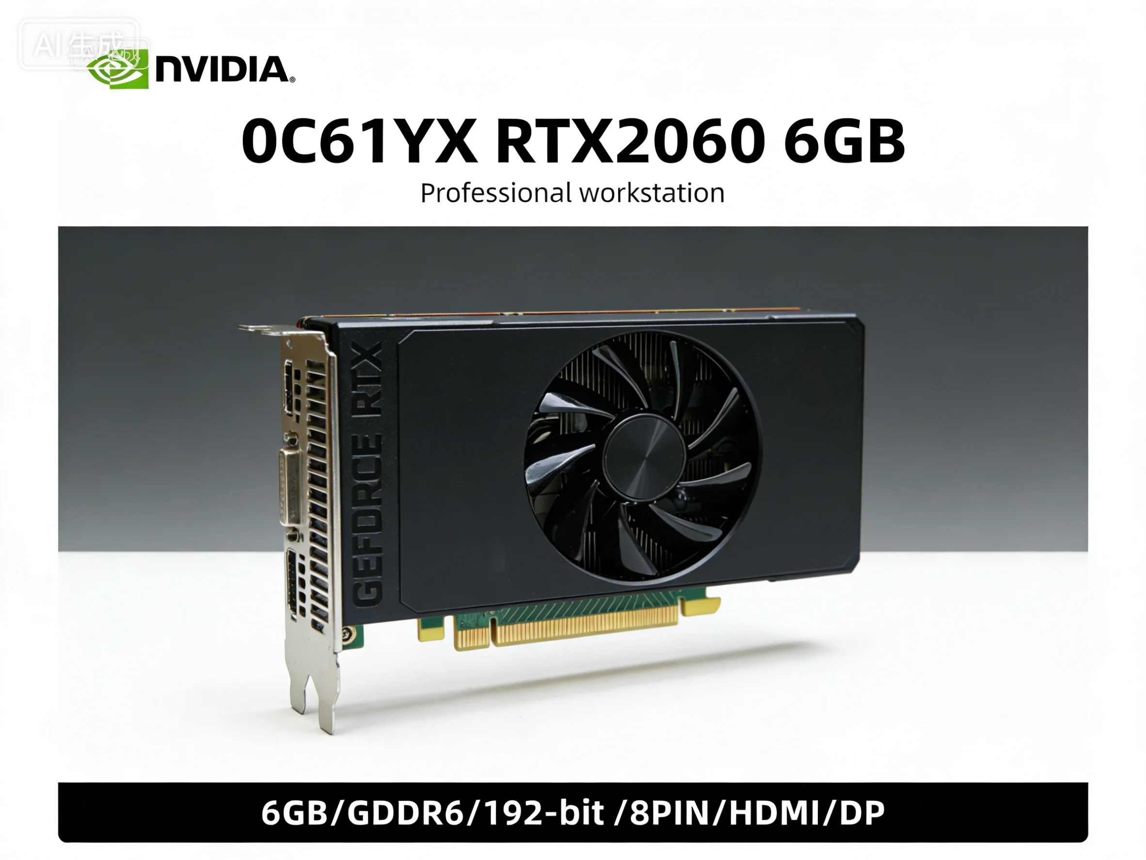 

Видеокарта NVIDIA Turing 0C61YX GPU RTX 2060 6 ГБ GDDR6 192-бит с поддержкой HDMI, DVI, DP, 8-контактным разъемом для настольных ПК