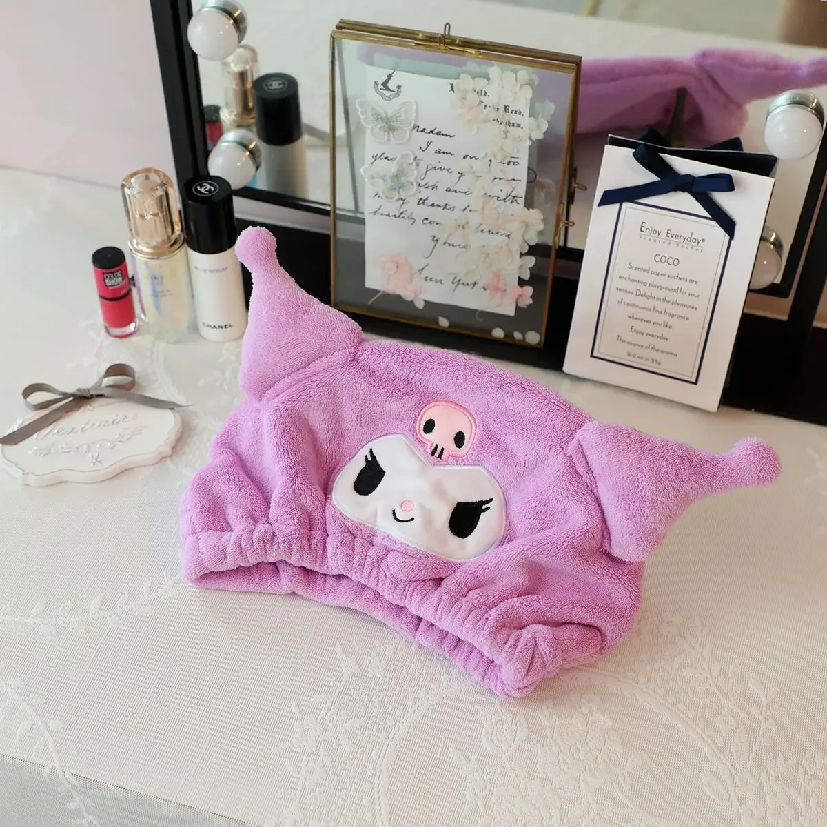 Stitch Kuromi Dry Hair Towel Shower Cap Sanrio Disney Cartoon Absorbent Hair Wrap Cute Soft Pochacco Bathroom Women Accessories