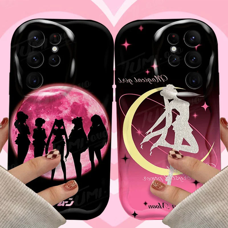 Anime Sailors Moons Wave Phone Case For Samsung Galaxy S24 Ultra S23 S22 Plus S21 S20 FE A25 A55 A35 5g Soft Silicone Back Cover