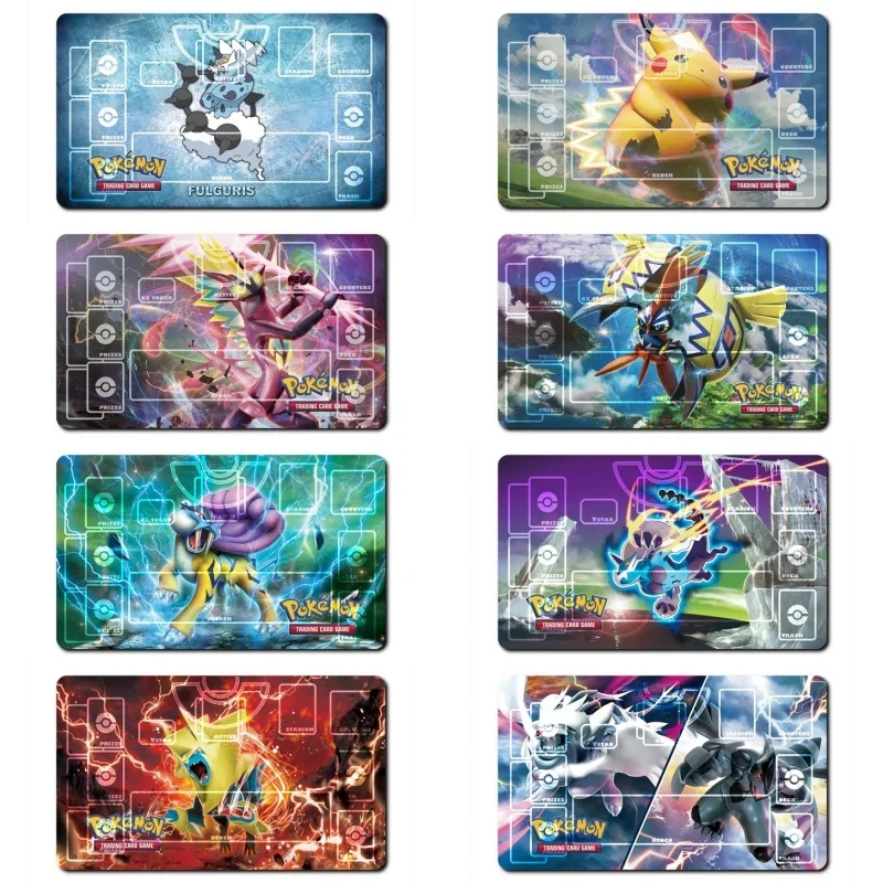 Pokemon Pikachu Lugia Zekrom Anime Game Character Self Made Gift Toy Classic Series Cards Pad Rubber Collection Card Dueling Mat