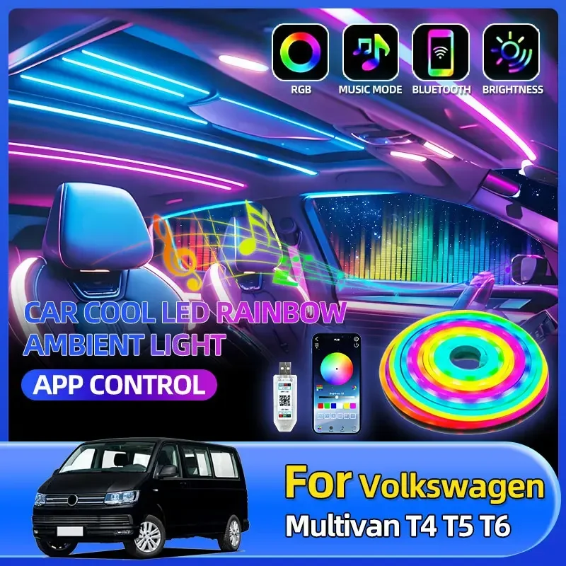 

Автомобильная консоль, радужная декоративная световая полоса для Volkswagen Multivan T4 T5 T6 Touran PQ35 MQB Tiguan 5N AD1 Nivus VW277 Phideon 3C