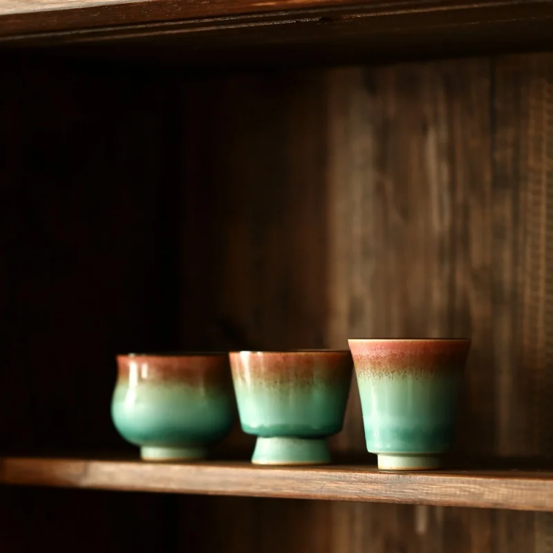 ★Jingdezhen Dunhuang Feimu Kiln Baked Master Cup Ice Crack Single Cup Tianmu Tea Cup Ceramic Household Tea Savoring Cup Personal