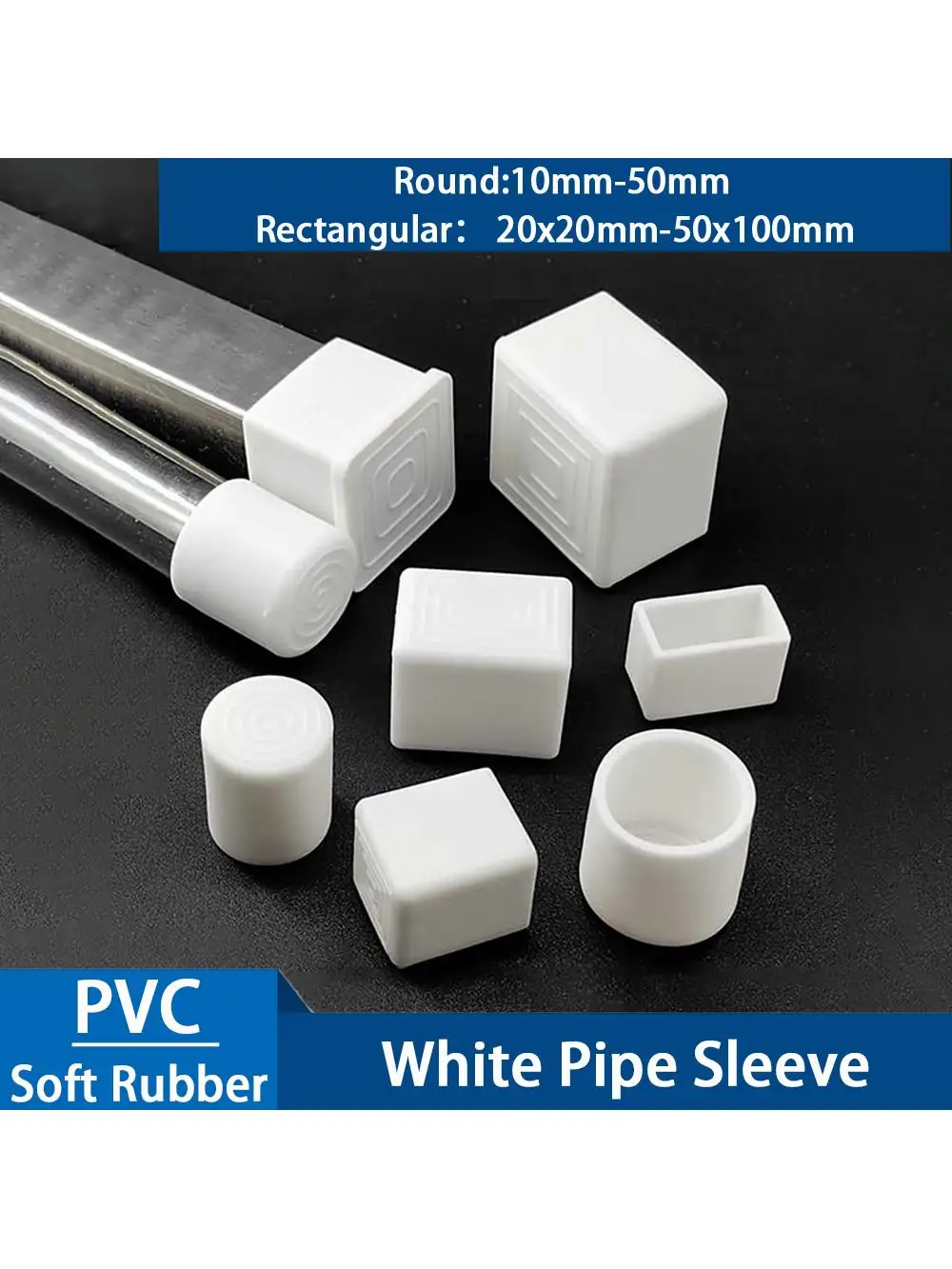 10-100mm Round Square Rectangular Chair Leg Caps White Furniture Foot Table End Covers Pipe Plug Floor Protector Non-slip cover