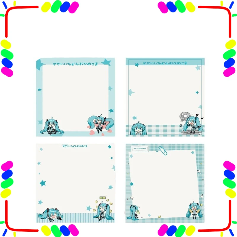 Cuaderno de estudiante con diseño de Hatsune Miku, lindo y kawaii, con notas adhesivas bidimensionales, artículos de anime al por mayor.