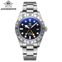 Addiesdive novos relógios masculinos bgw9 super luminoso bolha espelho de vidro gmt relógio 20bar à prova dwaterproof água relógios quartzo reloj hombre