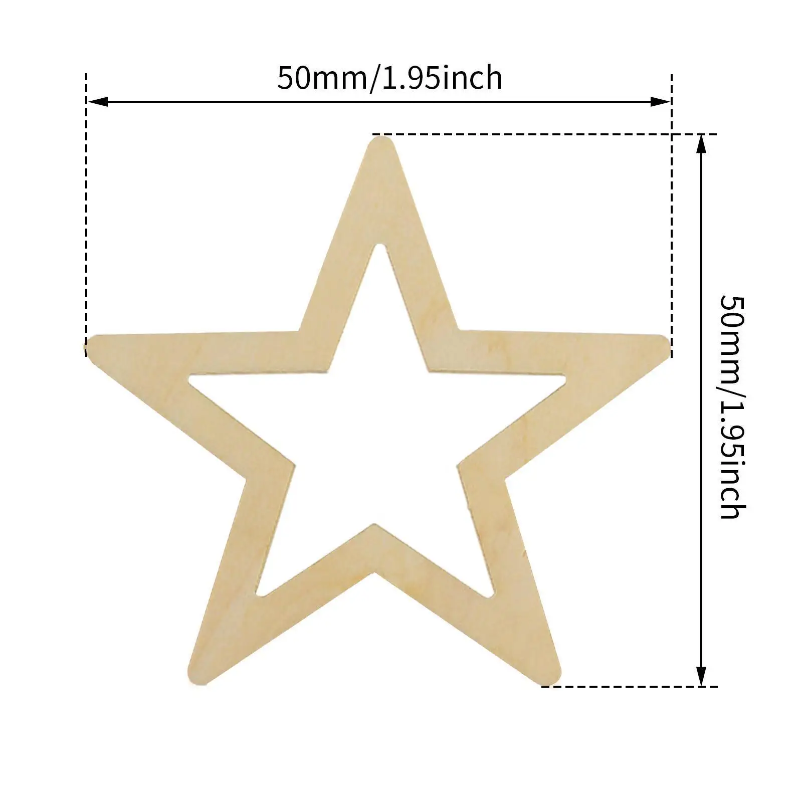 25 sztuk niedokończonych pustych drewnianych ozdób w kształcie gwiazdy 50 mm