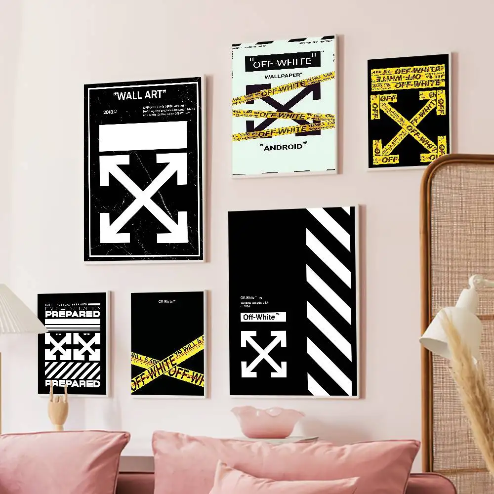 Fashion LOGO O-Off W-White Good Quality Prints and Posters Waterproof Paper Sticker Coffee House Bar Posters Wall Stickers