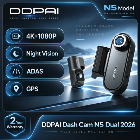 2026 DDPAI N5 Dual 4G Dash Cam 4K Ultra HD Front Rear Dual Recording Car Black Box LCD Bluetooth Night Vision Car Camera Black