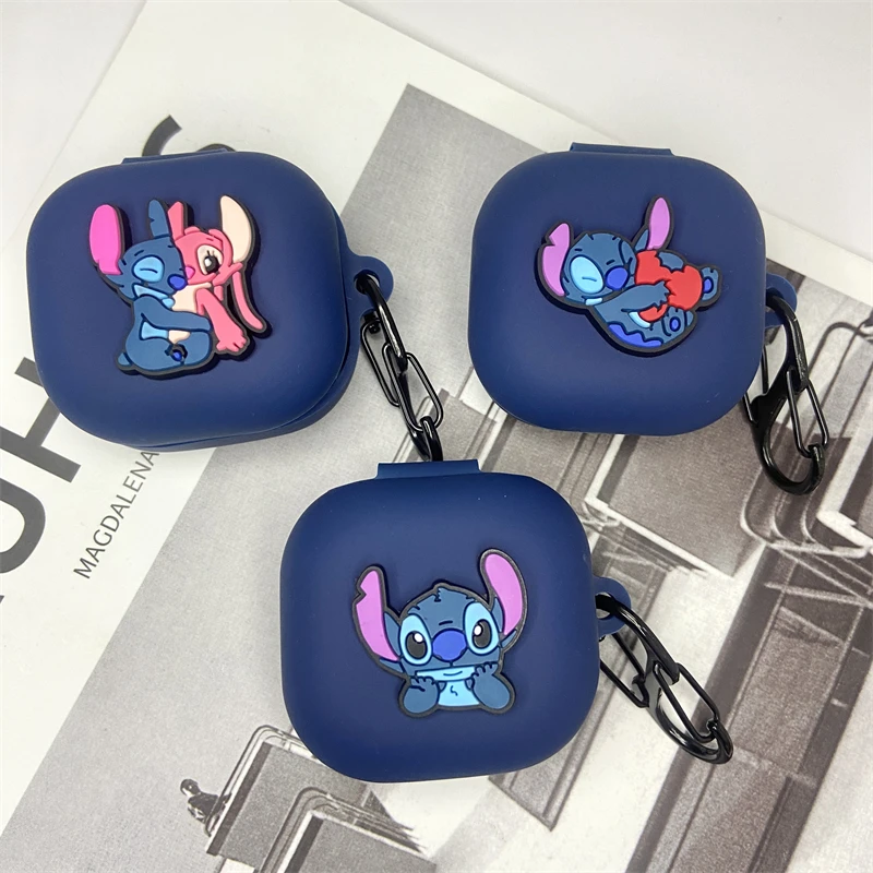 Cute Couple Stitch Angel Earphone Case for Samsung Galaxy Buds Live/Buds Pro/Buds 2/Buds2 Pro Silicone Protective Case Earphone