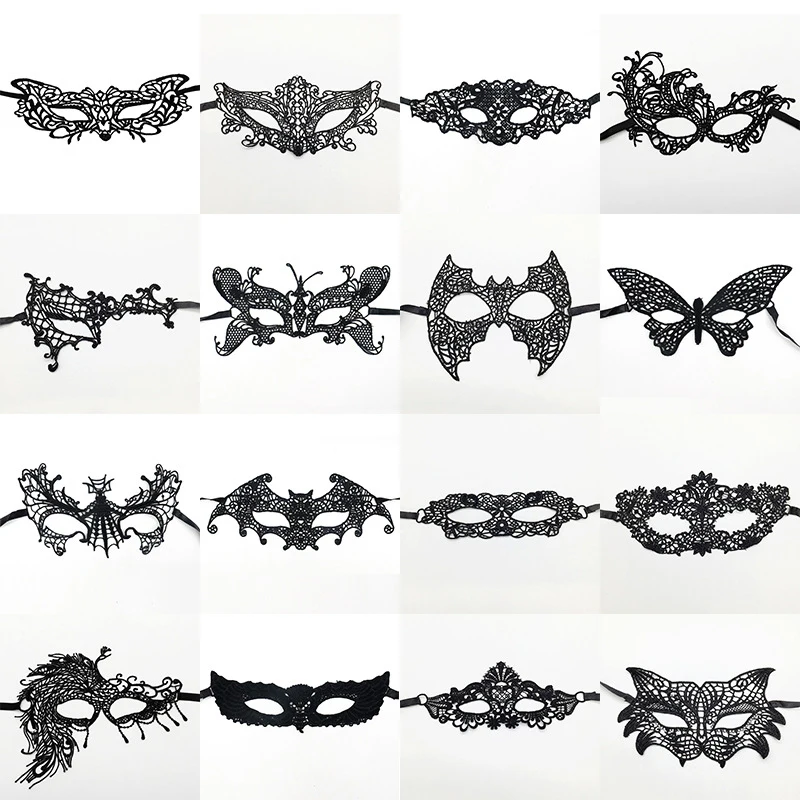 Halloween Black Queen Lace Mask No Fixed Shape Embroidery Appliques Party Costume Carnival Mask Woman Masquerade Mask