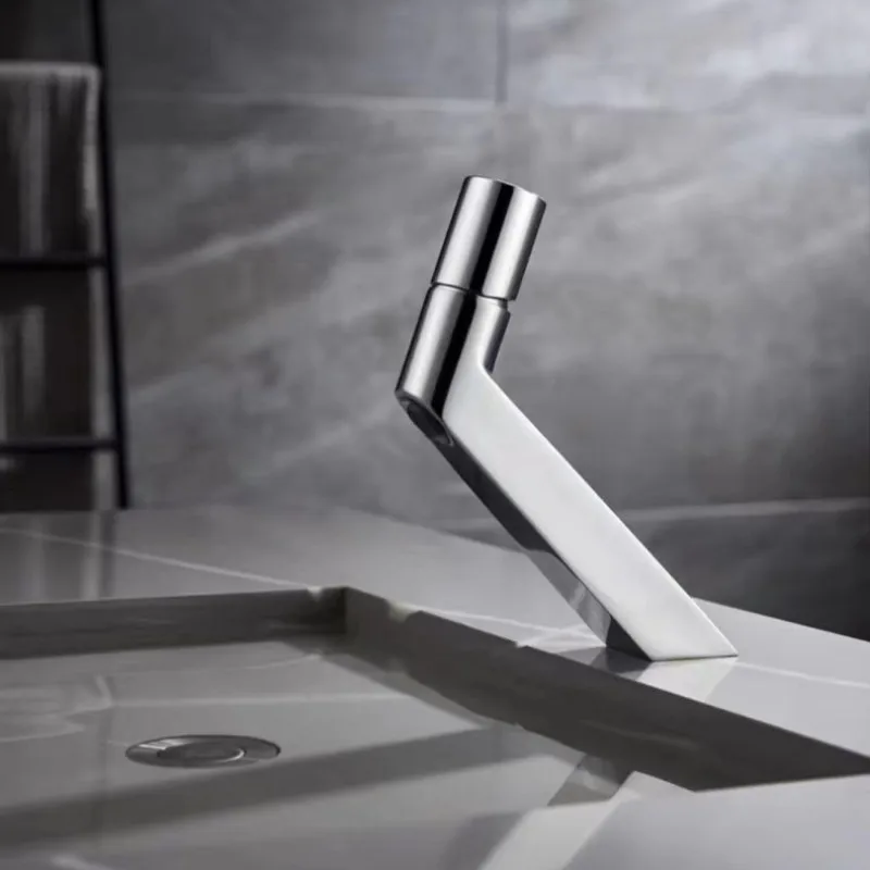 Bathroom Utensils Mixing Faucet Creative Design Brushed Gold Cold And Hot Basin Faucets One Hole Sink Metal Tap Accessories Bath