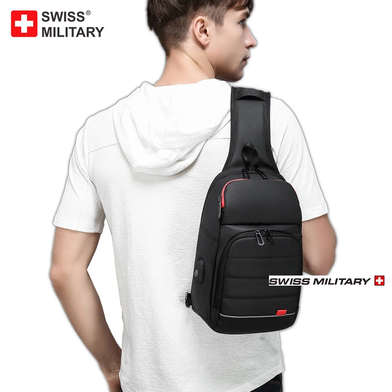 SWISS MILITARY Chest Bag Men\'s One Shoulder Crossbody Bag Large Capacity Outdoor Sports And Leisure Fashion Small Shoulder Bag