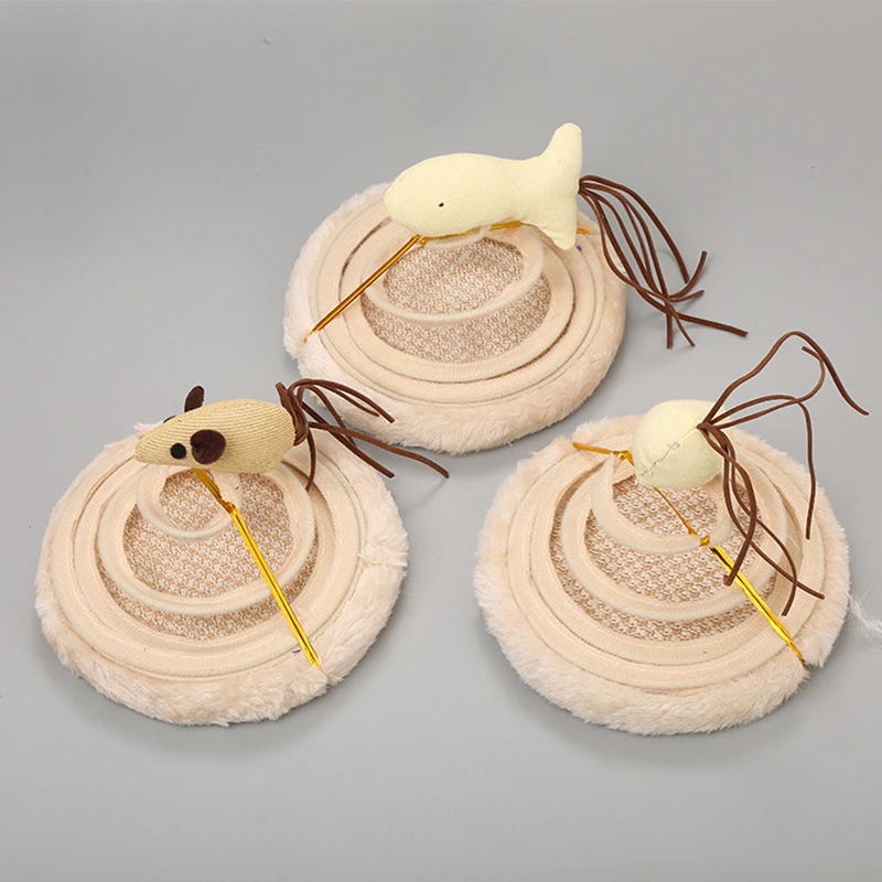 Interactive Cat Toy Spiral Spring Mouse Scratcher Pad Plush Toy Indoor Cats Training  Funny Pet Toys
