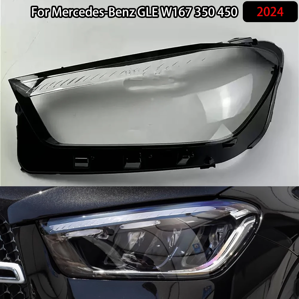 For Mercedes-Benz GLE W167 350 450 2024 Front Headlight Cover Headlamp Lamp Shell Mask Lampshade Lens Plexiglass