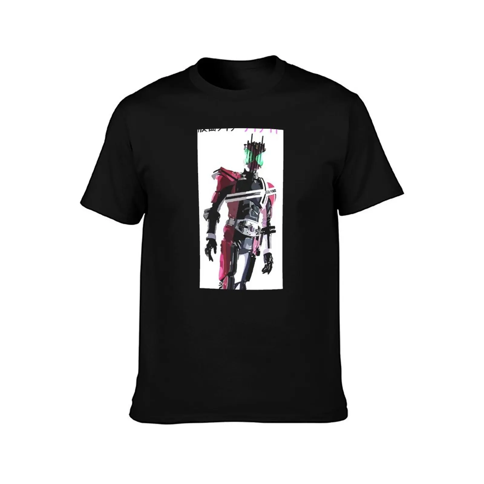 Kamen Rider Decade Digital Painting T-Shirt, Summer Casual Cotton Tee, Oversized Streetwear Tops, Vintage Graphic Print