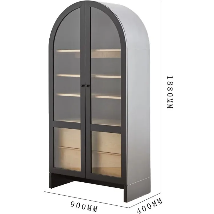 American light luxury solid wood bookcase floor-to-ceiling bookshelf living room modern glass door display cabinet wall locker - view 6