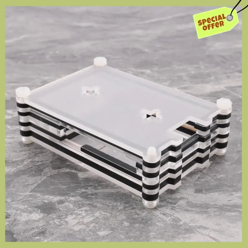 Усовершенствованный акриловый прозрачный/прозрачный и черный чехол для Raspberry Pi 4 Model B, с охлаждающим вентилятором для Raspberry Pi 4B