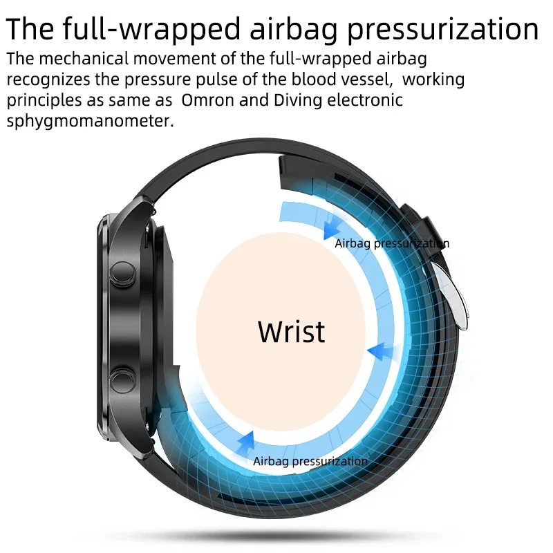 Air Pump+air Bag Type True Blood Pressure Smart Watch, Temperature Real Data Medical Sphygmomanometer Smartwatch for IOS Android - Image 2