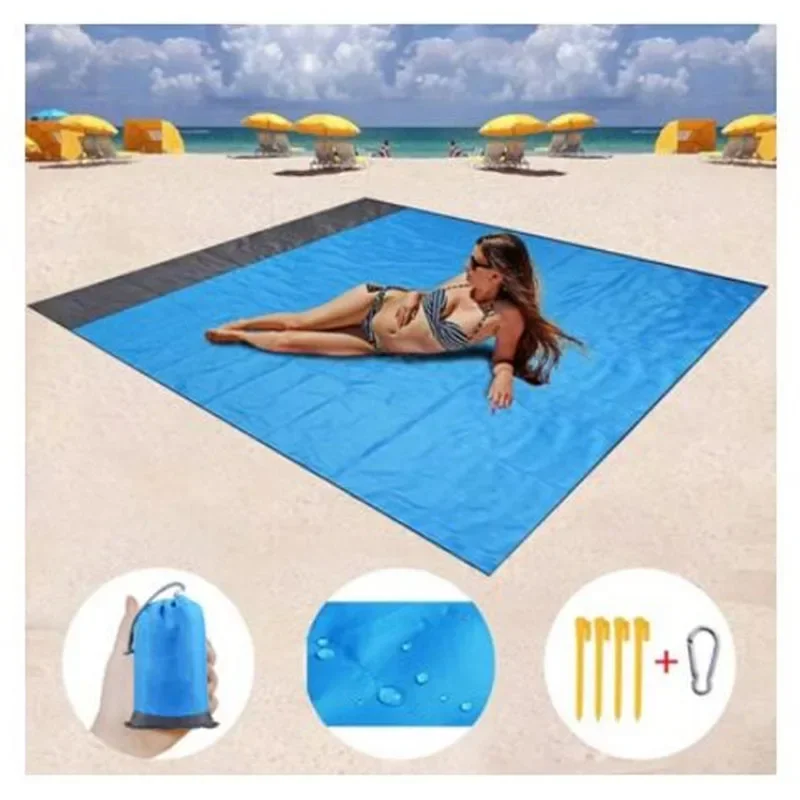 

200x210cm Pocket Picnic Waterproof Beach Mat Sand Free Blanket Camping Outdoor Picnic Tent Folding Cover Bedding