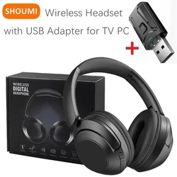 Shoumi-Écouteurs sans fil Bluetooth 5.3, casque d'écoute avec adaptateur USB, pour télévision et PC, rotation jusqu'à 15 heures