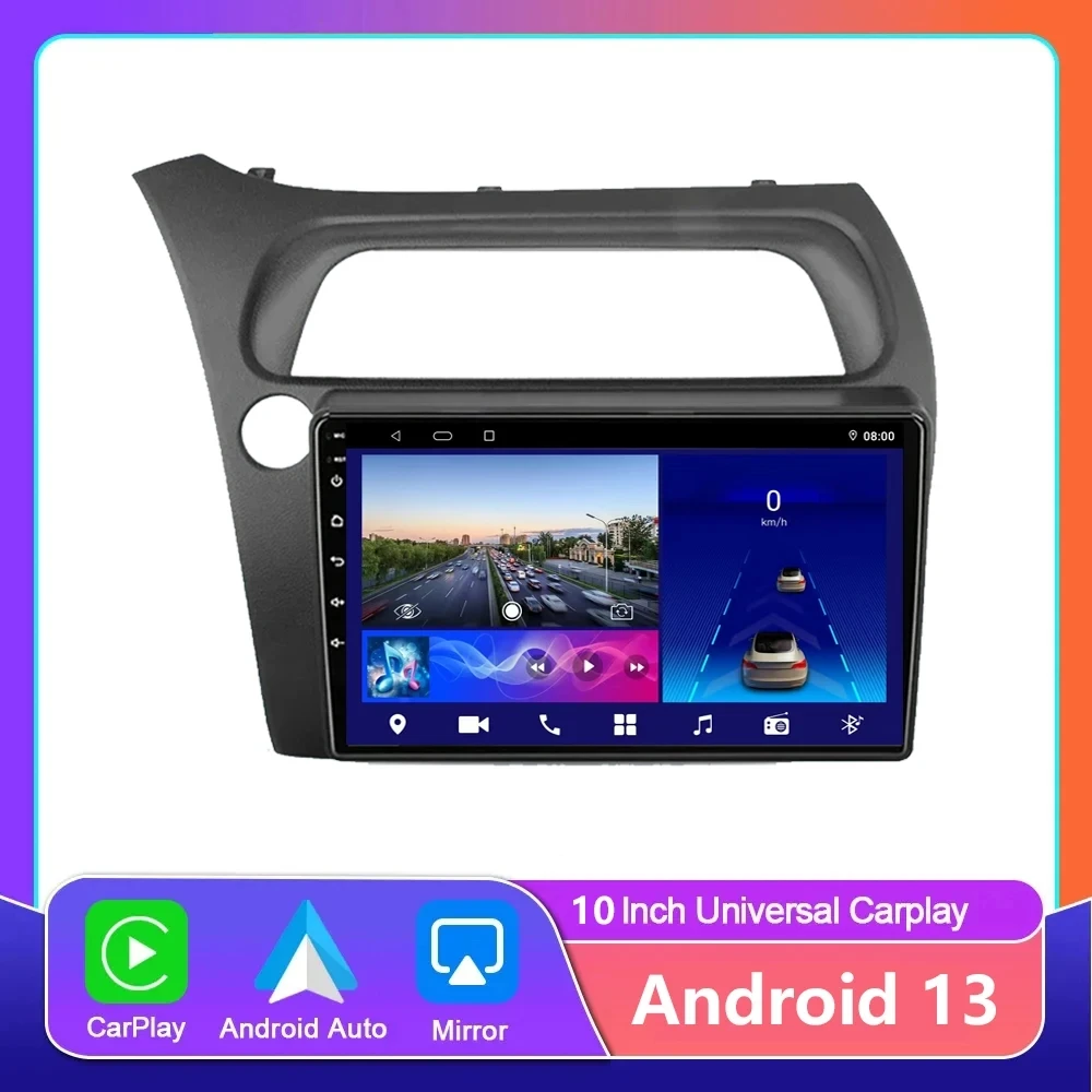 

Carplay Auto Android 13 For Honda Civic Hatchback 2006 - 2011 Touchscreen Car HeadUnit Monitor Navigation Player DVD Radio