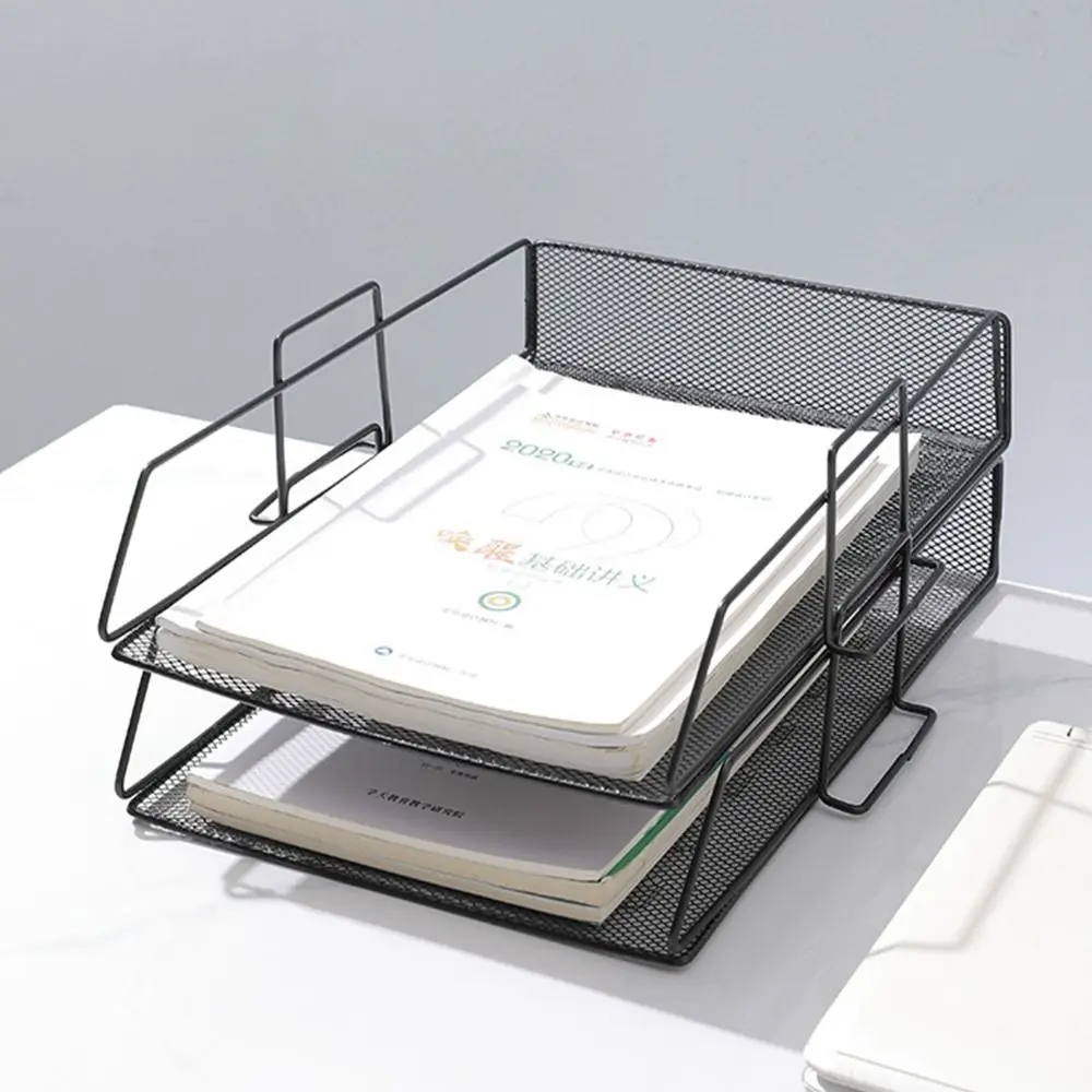 Simple Desktop Organizer Stackable File Rack Papers Rack Minimalism A4 File Storage Tray Laminated INS Style Home Office Supply