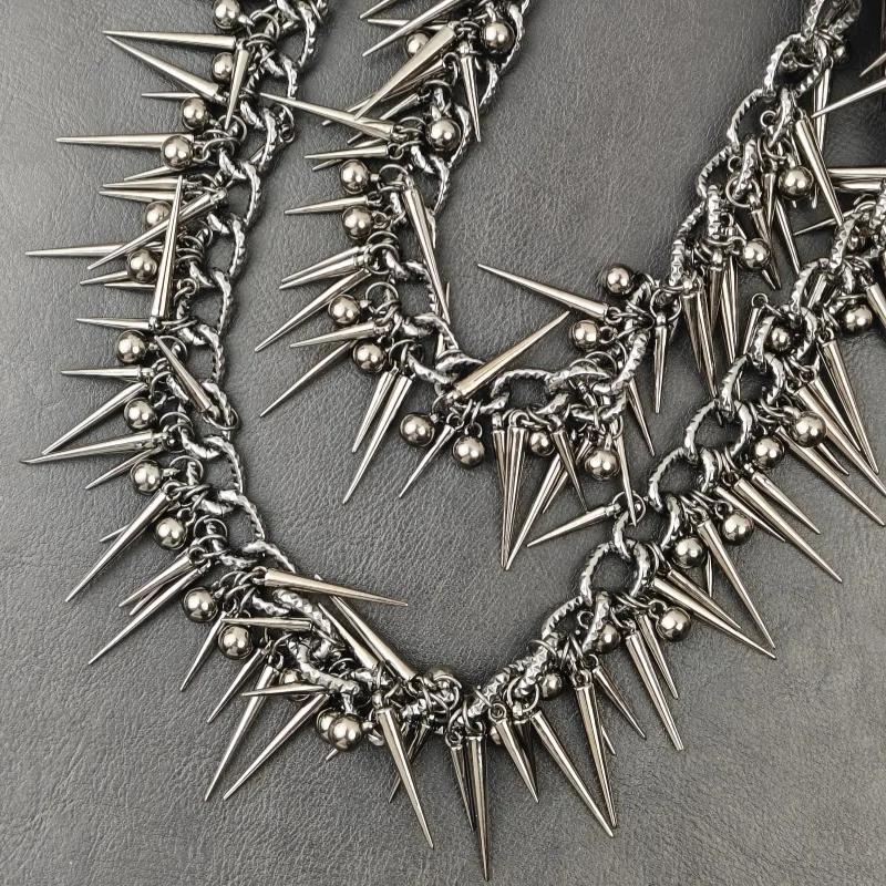 Übertreiben Schwere Punk Doppel-schicht Niet Biker Hosen Kette Männliche Frau Mode Rock Und Roll Luxus Zubehör Retro Schlüssel kette – Detail 10
