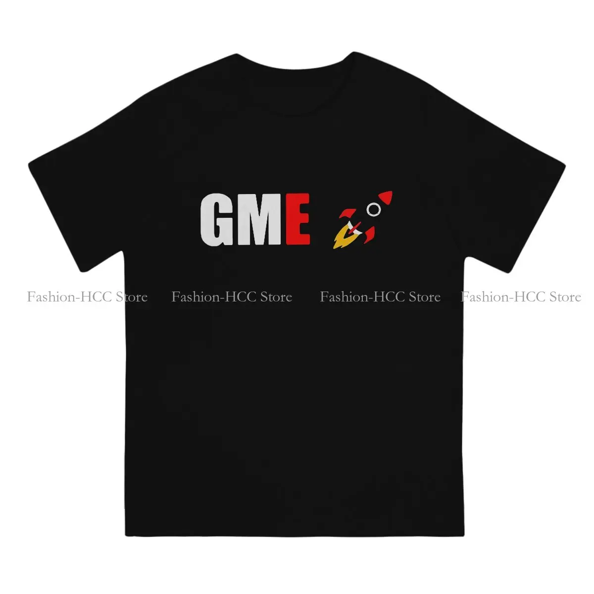 GME To The Moon Rocket Hipster Polyester TShirts Wallstreetbats Gamestop Stonks Men Graphic Tops T Shirt Round Neck