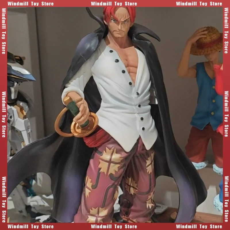 

New 25cm ONE PIECE GK Figure Four Emperors Red Hair Shanks Statue High Accurate Collectible Ornaments Toy Birthday Holiday Gifts