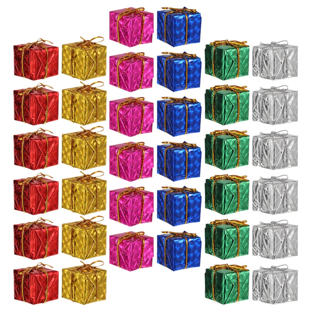 

36 Pcs Tree Hanging naments 2 5cm Mini Christmas Tree Pendants Gift Boxes Aluminum Foil Xmas Decorations for Home Party