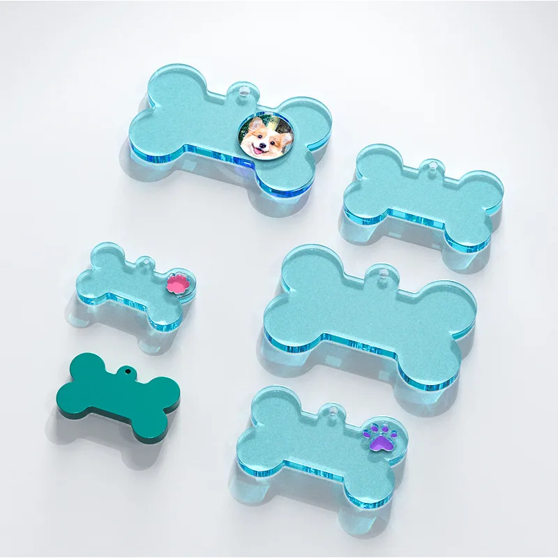 Resin silicone molds, multi-sized bone-shaped suspension plate silicone molds, hand-decorated labels. DIY casting molds.