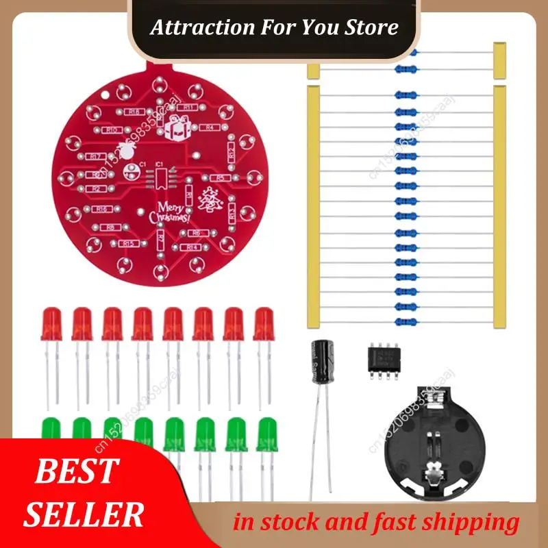 Hot Selling NE555 LED Christmas Tree Decoration LED Blinking PCB Soldering DIY Kit Red Green Flashing Light Soldering Practice B