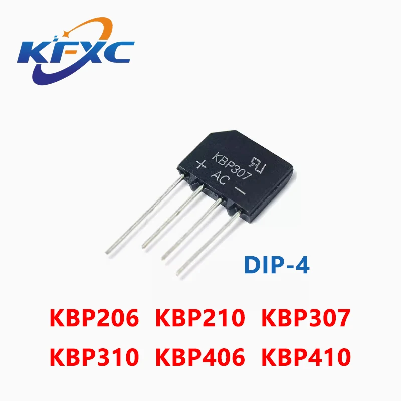 

Rectificador de puente DIP-4 KBP206 KBP210 KBP307 KBP310 KBP406 KBP410, 10 unids/lote