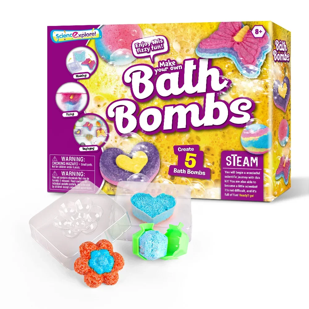 DIY kids experiment handmade Bath Bombs colorful Bath ball Enjoy this fizzy fun Educational puzzl toy set baby best gift