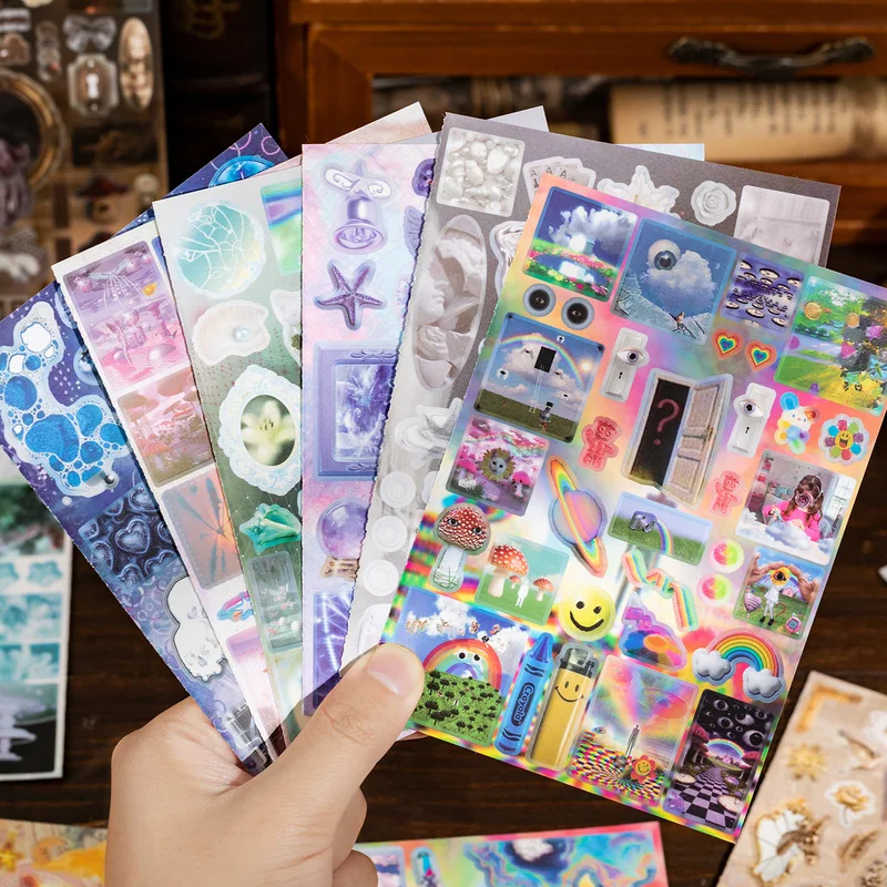 20Pcs Aesthetic Dreamland Copperplate Stickers, Mixed Gothic Fantasy Decor Set for Planner DIY