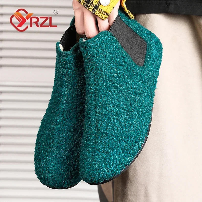 YRZL شتاء دافئ أحذية قطنية الرجال داخلي المنزل النعال رقيقة أسفل أفخم القطن رجل حذاء كاجوال لينة وحيد المضادة للانزلاق النعال رجل #6