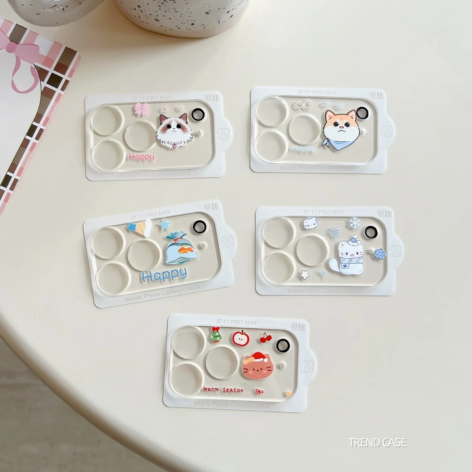 

For iPhone 17 Pro Max 17promax 17Pro Cartoon Camera Lens Protector Cute Puppy Cat Lens Tempered Glass Protect Film