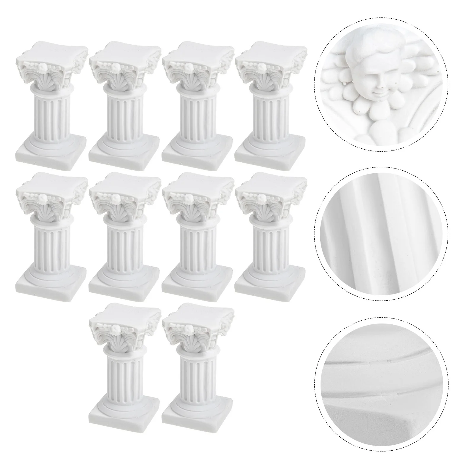 

10Pcs Roman Column Holders Premium Resin Textured High-Temperature Resistant Candlestick for Home Decor Desktop Mini