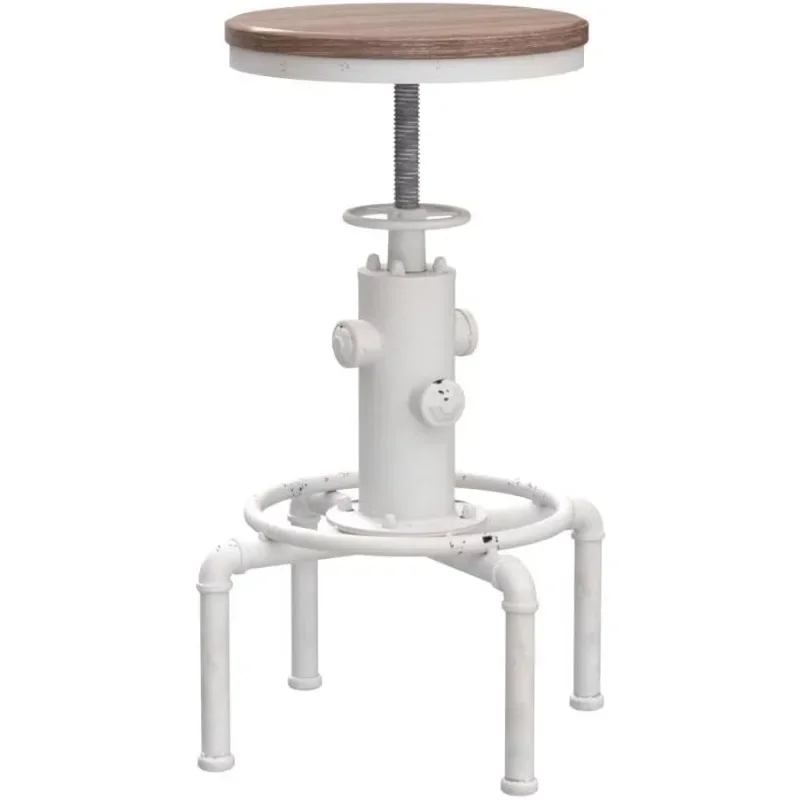 [Best Seller, Limited Stock!]Aged Antique Vintage Industrial Barstool Solid Wood Water Pipe Cafe Coffee Industrial Bar Stool Set