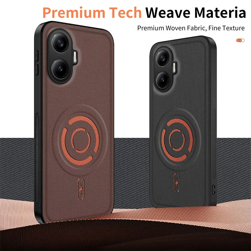 Business ShockProof Fabric Texture Magnetic Case For Xiaomi Poco F7 Ultra Pro Poco F6 Pro For Magsafe Back Cover Capa Coque - view 2