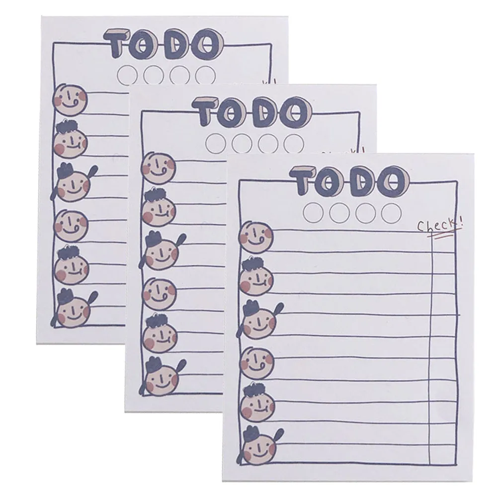 3Pcs Portable Notepads Memo Pads Small Plan Books for Office School Daily Use Cartoon Pattern Stationery Note Paper