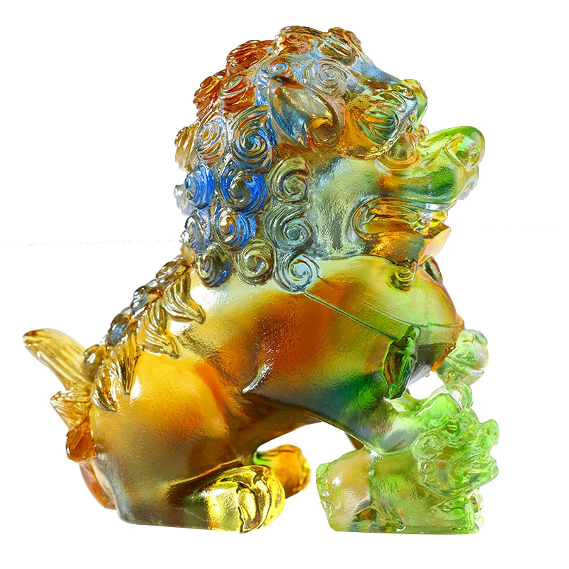 Glass Lion Decoration Fortune Lion Pair Custom Palace Museum Souvenir Desk Home Chinese Characteristic Gift