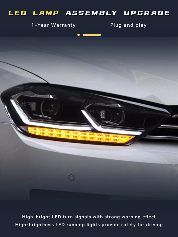 اكسسوارات السيارات لشركة فولكس فاجن فولكس فاجن جولف سبورتفان 2016-2018 ضوء DRL رئيس مصباح جهاز عرض (بروجكتور) ليد عدسة المصابيح الأمامية المركبات التلقائي