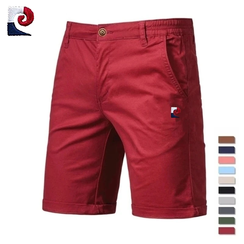 New Summer Men's 100% Cotton Casual Shorts, Fashionable, Casual, Business, Social, Elastic Waist, Breathable, Sports Shorts