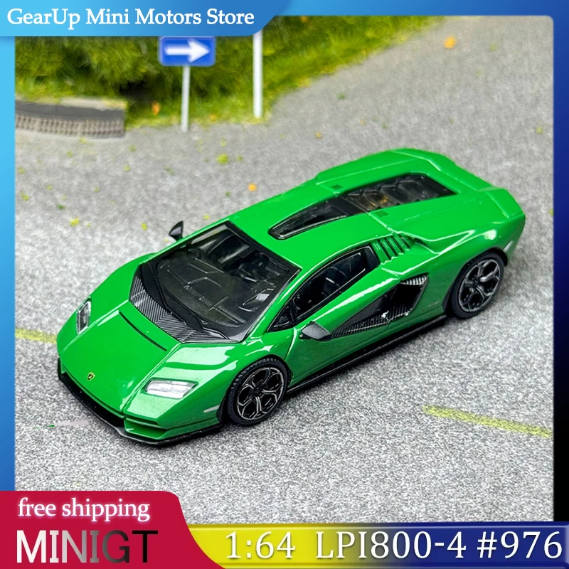 

MINIGT 1:64 Lamborghini Countach LPI 800-4 Diecast Car Model #976 Green Alloy Collectible Toy Supercar Replica for Adults & Kids