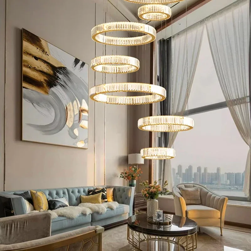 

Modern Creative Acrylic Circular LED Pendant Light Living Room Center Table Centerpiece for Dining Bar Villa Design Chandelier