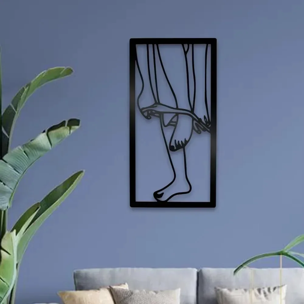 Silhouette Cutout Vintage Metal Wall Art Black Decorative Hanging Sign Wall Plaque Ornament for Bathroom  Living Room Wall Decor