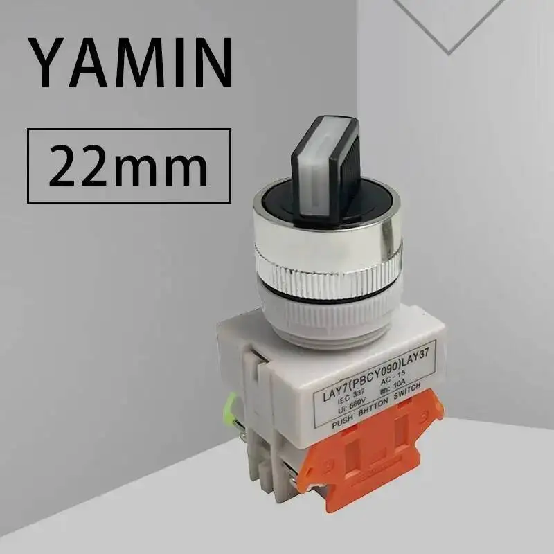 Botão de Interruptor Rotativo 22mm com Montagem de 4 Parafusos, Terminais de 2 Vias, Tamanho Pequeno, 2 Posições ON-OFF LAY7 LAY37 Y090-11X2