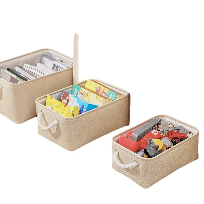 Bohemian Foldable Storage Basket - Natural Linen Organizer for Living Room & Beauty Products