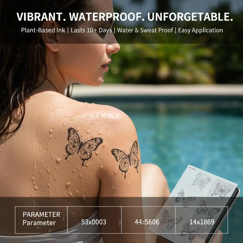 3D Waterproof Butterfly Tattoo Stickers Long-Lasting Body Art for Parties and Events view 6